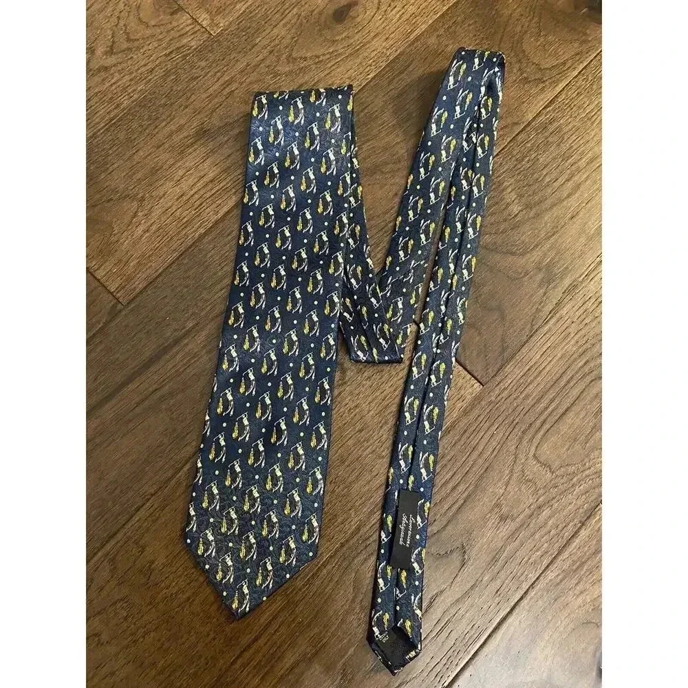 LAVORAZIONE ARTIGIANA pura seta Golf Blue Italy Men's Silk Neck Tie New NWOT